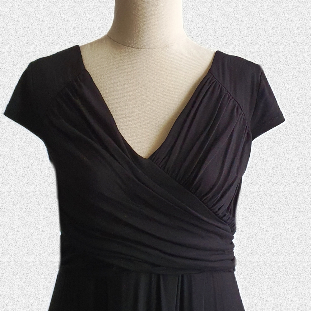 Blue Illusion Black Cap Sleeve Empire Maxi Dress  Size 12 - Picture 3 of 5